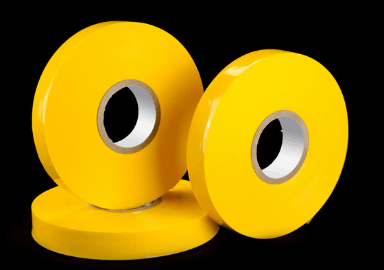 High Sticky Wrap Transparent Yellow Plastic Film OD 250mm 35mm Width